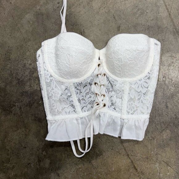 ASOS lace up ruffled corset bustier top - Picture 1 of 5